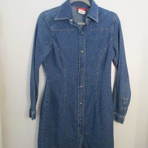 Esprit Snap Front Fitted Long Sleeve Jean Dress Size 5/6